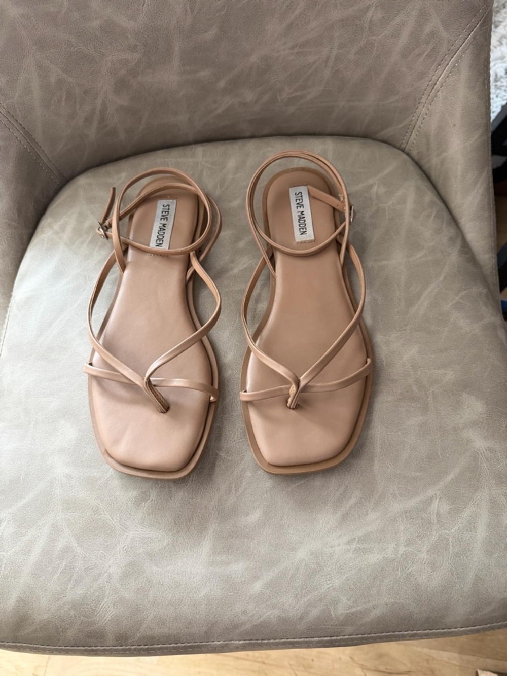 Steve Madden Nude Strappy Flat Sandals